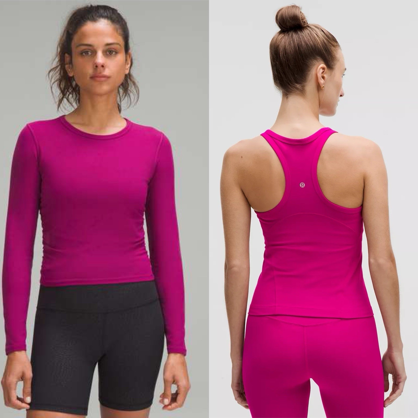 2pc-Lululemon All It Takes Nulu Long Sleeve Shirt + Yoga Top Ripened Raspberry 4